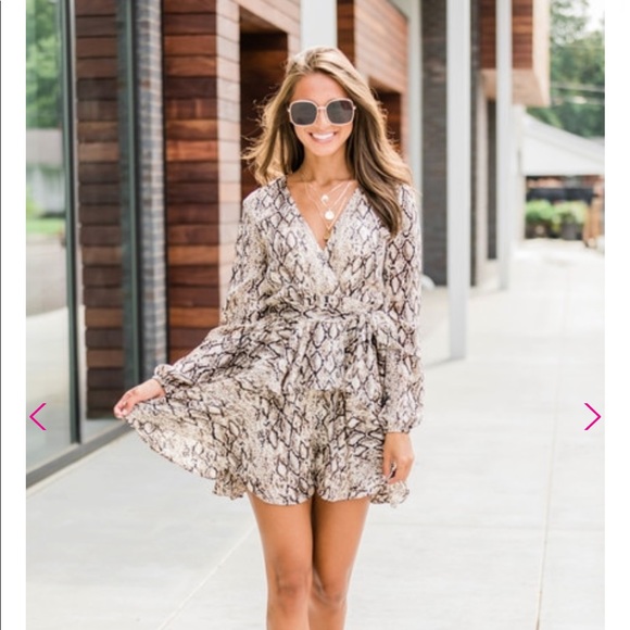 On My Way To You Beige Snakeskin Print Dress - Picture 2 of 8